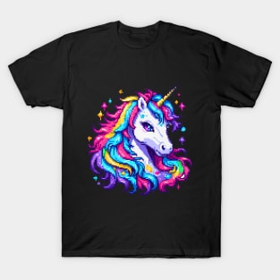 Pixel Unicorn - Rainbow Hair T-Shirt